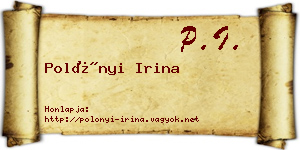 Polónyi Irina névjegykártya